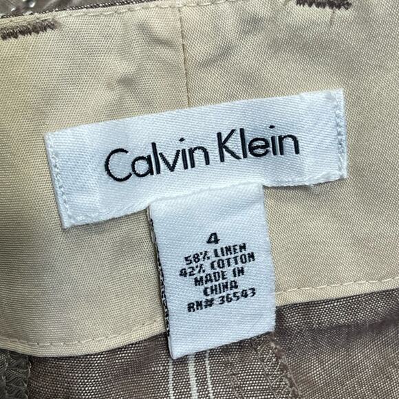 sophisticated vintage palazzo Calvin Klein pinstripe linen blend trouser sz 4 - Picture 3 of 13